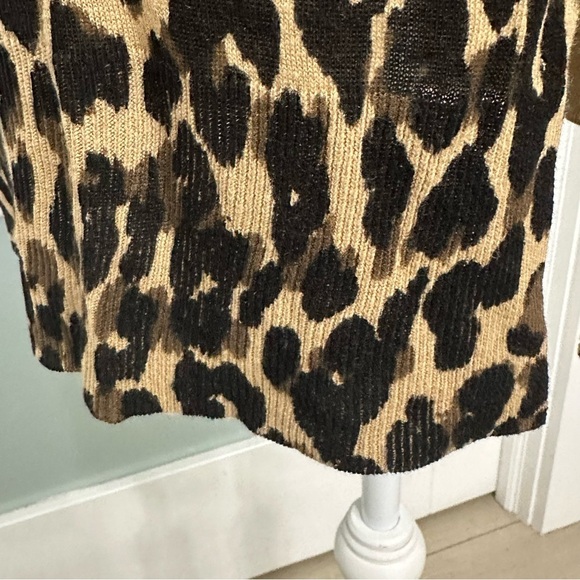 HALOGEN Leopard Print Linen Blend Long Line Cardigan SZ XS Long Sleeve NWT $69 - Picture 7 of 10